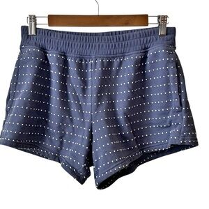 Aerie Take It Easy Pull On Casual Fleece Short In Blue Polka Dot Women’s Small